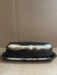 Vtg 8" Butter Covered Dish Pfaltzgraff 28 Gourmet Brown Stoneware Drip Glaze. Fixed Price $11.00.