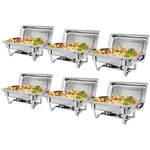 6 Pack Full Size Chafer Dish Water 8 Qt Stainless Steel Food Pan And Fuel Holder. Fixed Price $154.46.