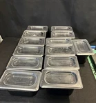 13 Cambro Camwear Black Polycarbonate Cold Food Pan W/lids. Fixed Price $150.00.