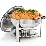 5 Quart Round Chafing Dishes Stainless Steel Full Size Tray Buffet Catering. Fixed Price $36.19.