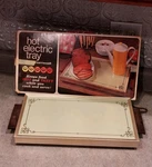 Vintage Hot Electric Tray By Cornwall Model 1418 Avocado Original Box Works. Fixed Price $28.95.
