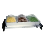 Broil King Professional Stainless-steel Triple Buffet Server With Plastic Lids. Fixed Price $279.95.