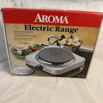 Aroma Housewares AHP-303SB Single Hot Plate Silver And Black New Old Stock. Fixed Price $15.00.