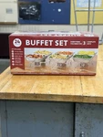 24 Piece Party Serving Kit Includes Chafing Dish Trays & Spoons. Fixed Price $62.00.