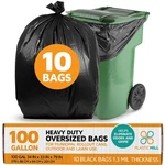 Plasticmill 100 Gallon Garbage Black, 1.3 Mil, 67X79, Bags.. Fixed Price $45.91.