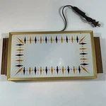Jasco 919 Electric Warming Tray Mcm Atomic Pattern Wood Handles Tested Working. Fixed Price $24.87.