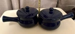 Crofton Blue Stoneware Soup Bowls W/ Lids & Handles, Set 2. Fixed Price $25.00.