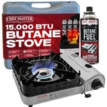 Chef Master 15,000 Btu Butane Portable Camp Stove Double Wind-guard. Fixed Price $93.67.