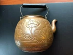 Antique/old Vintage Chinese Copper Teapot W/wooden Handle.ornamented Birds &flow. Fixed Price $49.99.