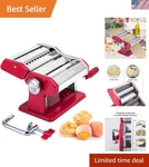 Elegant Stainless Steel Pasta Maker Machine With Adjustable Roller - Classic Red. Fixed Price $68.79.