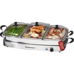 Elite Gourmet 7.5-QT Triple Buffet Server And Warming Tray, Stainless Steel. Fixed Price $49.95.