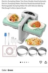 Cyandream Electric Double Head Rechargeable Dumpling Maker Kit, 2 Sizes, Green. Fixed Price $25.00.