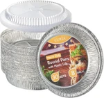 Curta 8" Round Aluminum Foil Pans With Clear Lids Heavy Duty Great For Broil. Fixed Price $24.89.