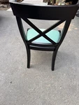 Set Of 8 Dining Chairs 37"H - Upholstered Teal Ostrich Leather Look Black Wood. Fixed Price $500.00.