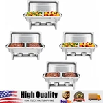 4-PACK Rectangular Chafing Dish, Dual Compartment Stainless Steel Buffet Warmer. Fixed Price $134.89.