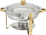 Winware 4 Quart Round Stainless Steel Gold Accented Chafer, Silver. Fixed Price $87.22.