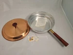 Odi Old Dutch Copper Brass 9.25" Griddle Fry Pan W/ Lid Wooden Handle New Tags. Fixed Price $12.99.