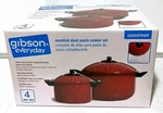 Gibson Home Casselman Pasta Cooker Set 4-PIECE Red Nonstick Steel 5.4QT & 1.75QT. Fixed Price $39.91.