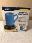 Nib - Rival Electric Beverage Warmer Line Switch W/8OZ Blue Ceramic Mug. Fixed Price $12.00.