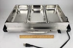 Oster Triple Station Buffet Server 3X Warming Trays CKSTBSTW00 Stainless Steel. Fixed Price $29.95.