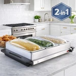 Brylanehome 2-IN-1 Triple Buffet Server & Warming Tray Stainless Steel. Fixed Price $77.99.