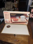 Vintage Rival Hot Serv Warming Tray 607 Electric Enamel Wood Handles Originalbox. Fixed Price $39.99.