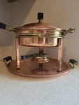 Antique Manning Bowman Copper And Brass 6 Piece Chafing Dish Set. Fixed Price $64.99.