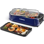 Smokeless Grill, Cusimax 1500W Indoor Double Plates, Blue. Fixed Price $155.43.
