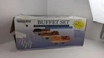 Serve-rite Buffet Serving 3 Chafing Dish Racks Stands W/ Pans Used Chrome Set. Fixed Price $28.70.