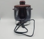 Vtg West Bend Brown Crock Stoneware Bean Pot W/electric Heat Rite Base Tested. Fixed Price $19.99.
