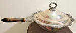 Towle Vintage Silverplate Covered Chafing Warming Dish Buffet Wood Handle 19". Fixed Price $60.00.