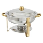Winco Winware 4 Qt Round S/s Gold Accented Chafer, Silver. Fixed Price $72.88.