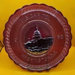1969 Imperial Red Satin Glass America The Beautiful Plate - U.s. Capitol Nos!. Fixed Price $14.95.
