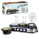 Nostalgia Triple Slow Cooker Buffet Server 3 Pot 1.5 Qt Stainless Food Warmer. Fixed Price $49.99.