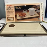 Vintage Rival Hot Serv Warming Tray 607 Electric Enamel Wood Handles Originalbox. Fixed Price $19.99.