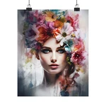 Woman With Flower Head Art Print Poster, Surreal Floral Portrait Wall 74. Fixed Price $31.95.