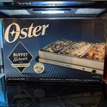 Oster Buffet Server Food Warmer, 3 Trays Lids, 2.5 Quart, Stainless. Fixed Price $20.79.