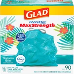 Glad Forceflex Maxstrength Kitchen Trash Bags 13 Gal Bahama Bliss Febreze 90 Ct. Fixed Price $30.20.