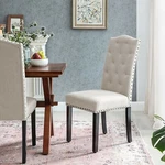 Songmics Set Of 2 Dining Chairs With High Back, Tufted Design Beige OS173. Fixed Price $181.99.