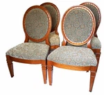Vintage French Provincial Dining Chairs, With Ostrich Leatherette - Set Of Four. Fixed Price $440.00.