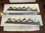 2 Sets Of Lafayette Collection Slate Tray & 6 Ceramic Tasting Spoons Circleware. Fixed Price $16.85.