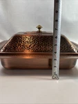 Southern Living Hammered Copper Warming Serving Pan & Lid With Glass Dish. Fixed Price $37.49.