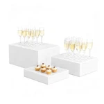 3PCS White Buffet Risers 10" 12" 14" Acrylic Food Display Stands Cater.... Fixed Price $63.65.