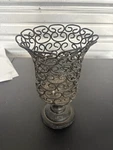 Vintage Cast Iron Beautiful Scrolled Hurricane Candle Holder. Fixed Price $18.00.