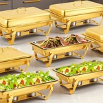 2/4/6 Food Warmer 316 Stainless Steel Buffet Set Pan Catering Chafer W/lid. Fixed Price $175.99.