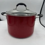 Cuisinart Stockpot Quart Red 5566-22R With Glass Lid Cover Non-stick. Fixed Price $19.59.