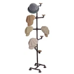 Dark Brown Metal Hat Hangers With 10 Round Wood, Decorative Rack. Fixed Price $149.99.