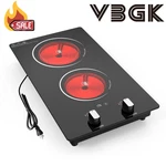12" Electric Ceramic Cooktop Burners Built-in Glass Stove Knob Control 110V. Fixed Price $94.75.