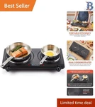 Easy To Clean 1500W Double Cast Iron Burner - Adjustable Temperature Hot Plate. Fixed Price $50.75.