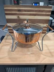 Vtg Pyrex 595 Copper Chafing Dish Casserole Server Wheat Mcm Retro. Fixed Price $15.00.